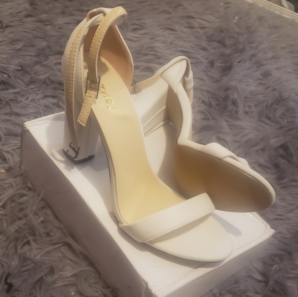 White Block Heels